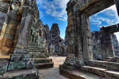 Labyrinth of bayon temple - Cambodia (HDR) Royalty Free Stock Photo