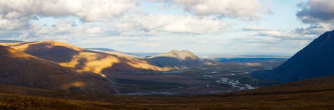 Autumn summer seasons mountain forest river clouds landscape banners long panorama wild nature Royalty Free Stock Photos