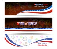 Banner Happy 4th July independence day  with fireworks bacground Royalty Free Stock Photos