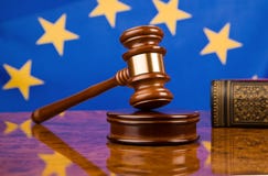 Gavel and EU Flag Stock Image