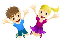 Happy children jumping in the air Royalty Free Stock Image