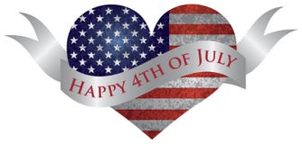 Happy 4th of July Heart with Scroll Stock Photography