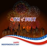 Happy 4th July independence day  with fireworks bacground Stock Photos