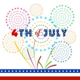 Happy 4th July independence day  with fireworks bacground Stock Images