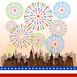 Happy 4th July independence day  with fireworks bacground Stock Photography