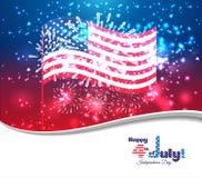 Happy 4th July independence day with fireworks background Royalty Free Stock Image