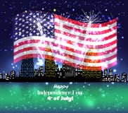 Happy 4th July independence day with fireworks background Stock Photo