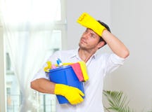 Household cleaning man Stock Image