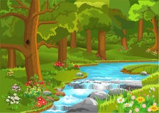 Stream flowing through the forest Stock Image